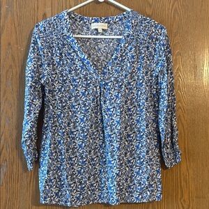 Cynthia Rowley Blue Floral Blouse Size S